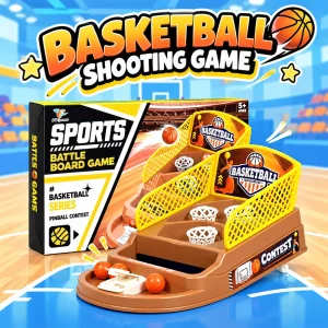 Tabletop Basketball Shooting Game Toy, Mini Hand Launch Basketball Arcade Game with 3 Hoops & Mini Balls, High Quality Desktop Competitive Battle Board Game, Interactive Family Party Game, Perfect Halloween Birthday Holiday Gift for Kids