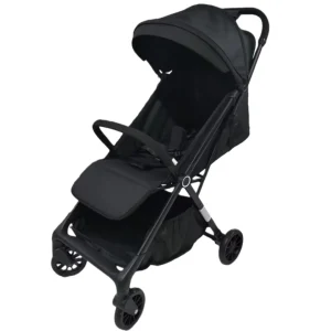 Premium Foldable Baby Pram Adjustable Canopy Seat Portable Airplane Travel Stroller All Black