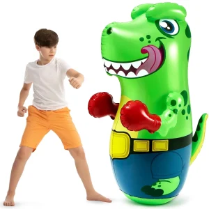 Joyfy 47-Inch Inflatable T-Rex Dinosaur Punching Bag for Kids Gift with Bounce-Back Action and Punching Toy