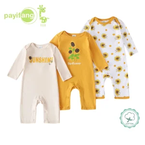 3-Pack Baby Boy Baby Girl Long-Sleeve 100% Cotton Rompers, Crew Neck Casual Infant Onesies, Space Print One-Piece Jumpsuits, Soft Breathable Everyday Wear for 0-18 Months, Newborn Hospital Essentials, Baby Clothes Clearance Sale